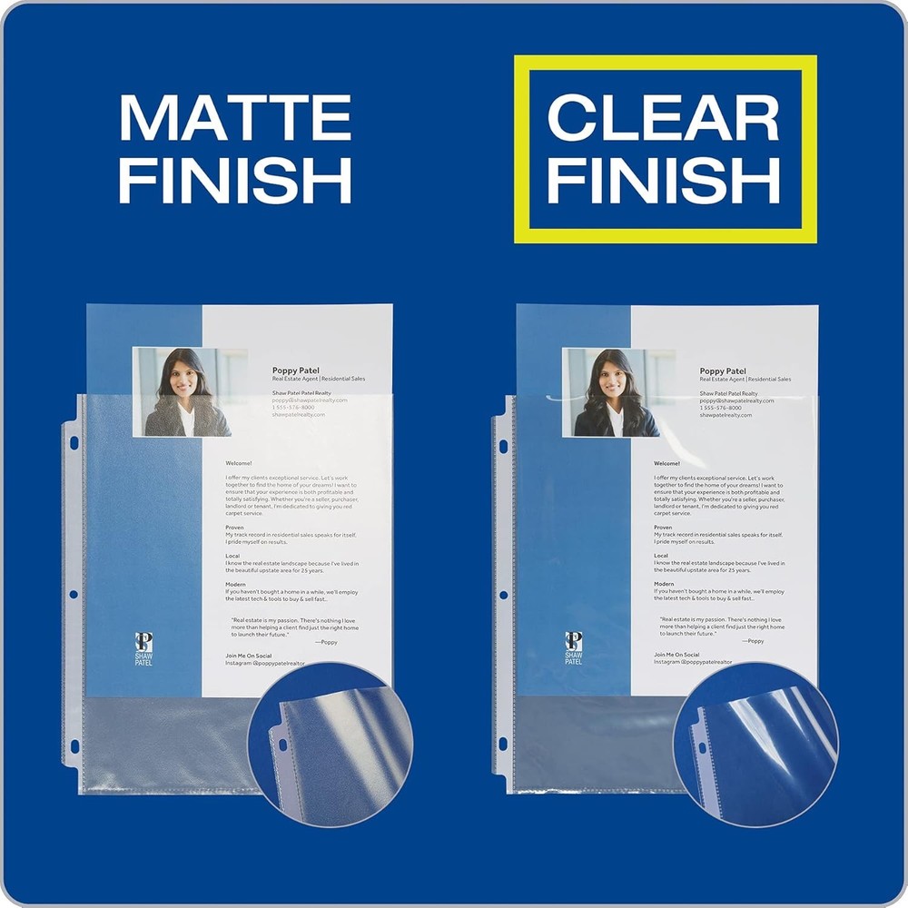 Oxford Sheet Protectors, Clear Finish, Top Load, Letter Size 100 Count,