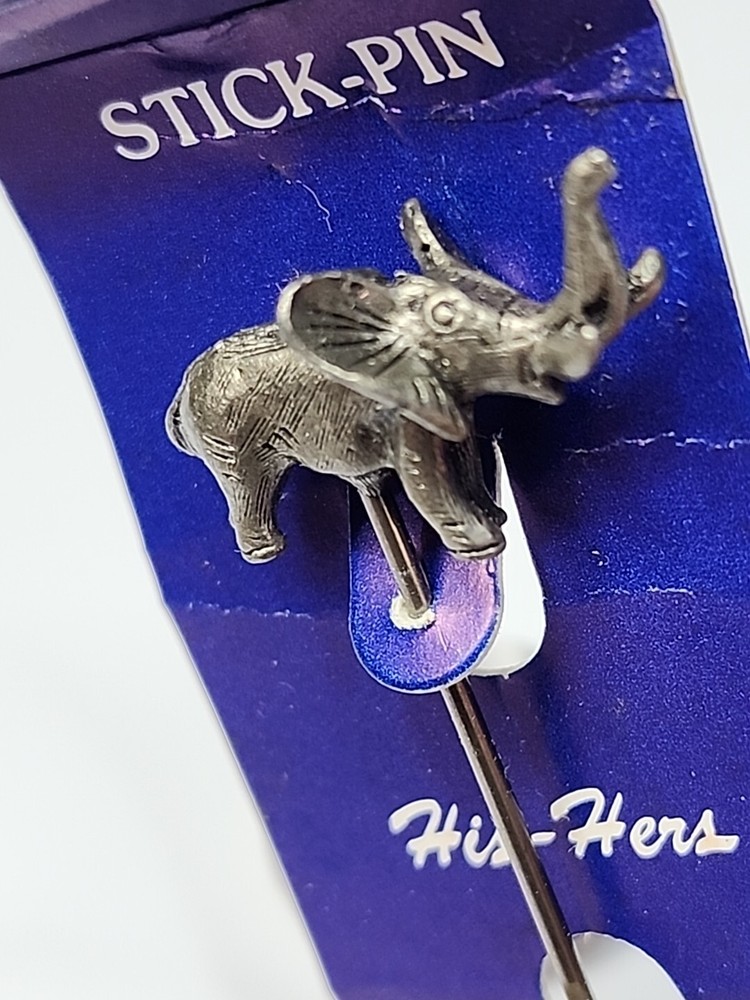 Elephant Stick Pin Pewter 3D Intricate Detailing