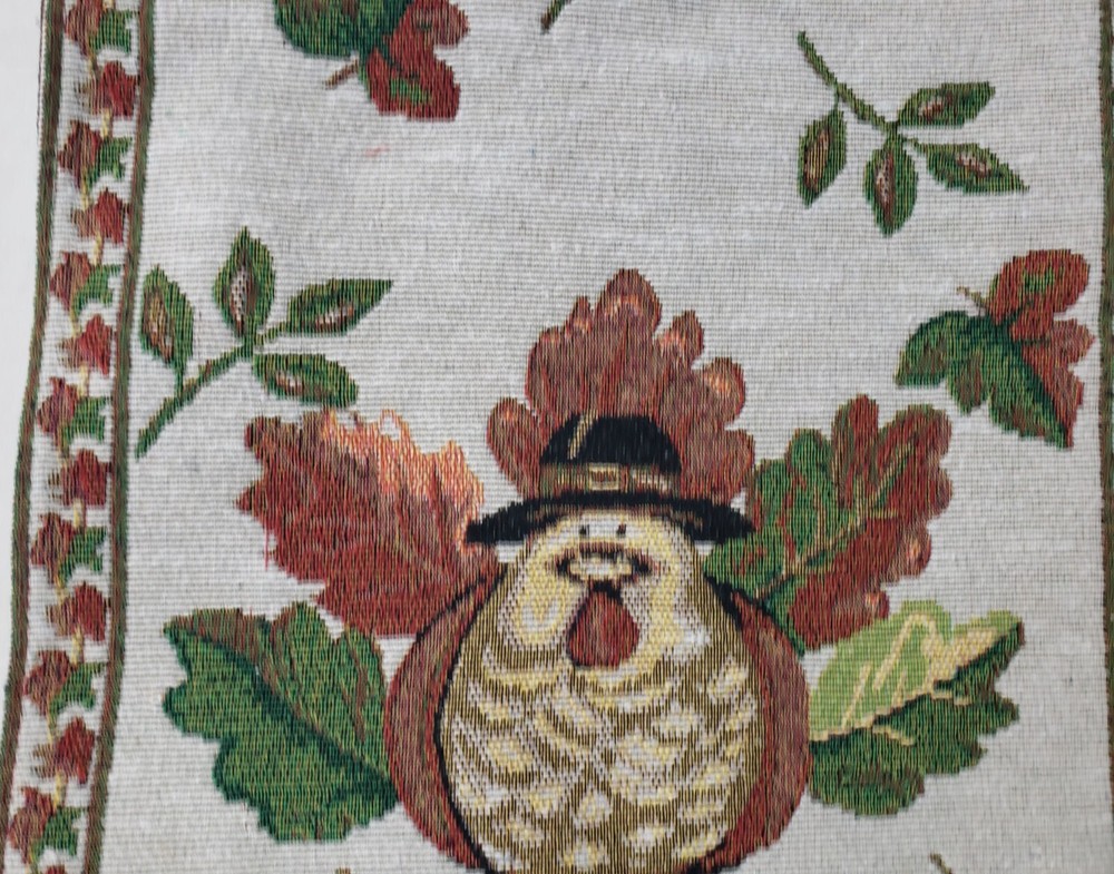 Long Tapestry Table Runner, 13"x72",FALL,THANKSGIVING,TURKEY, GOBBLE! GOBBLE!,HC