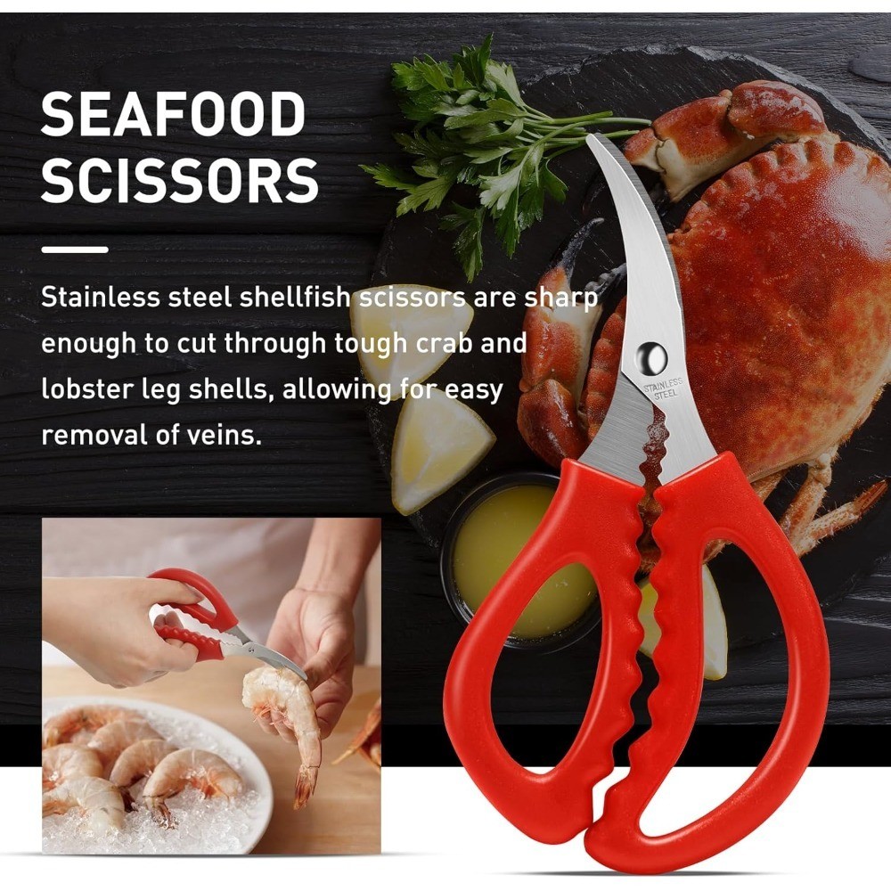 10-Piece Seafood Tools Set with Crab Crackers, Lobster Forks, Shell Crackers,