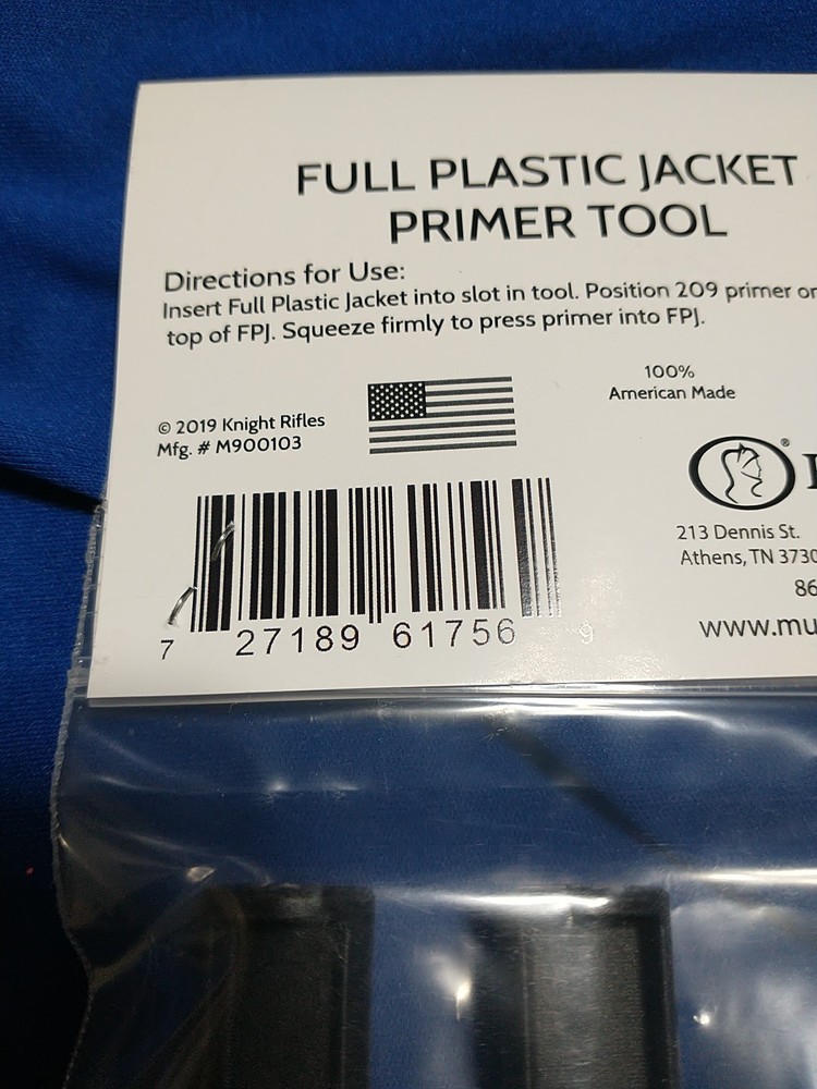 KNIGHT FULL PLASTIC JACKET PRIMER TOOL BLACK POWDER MUZZLELOADER NIP #M900103