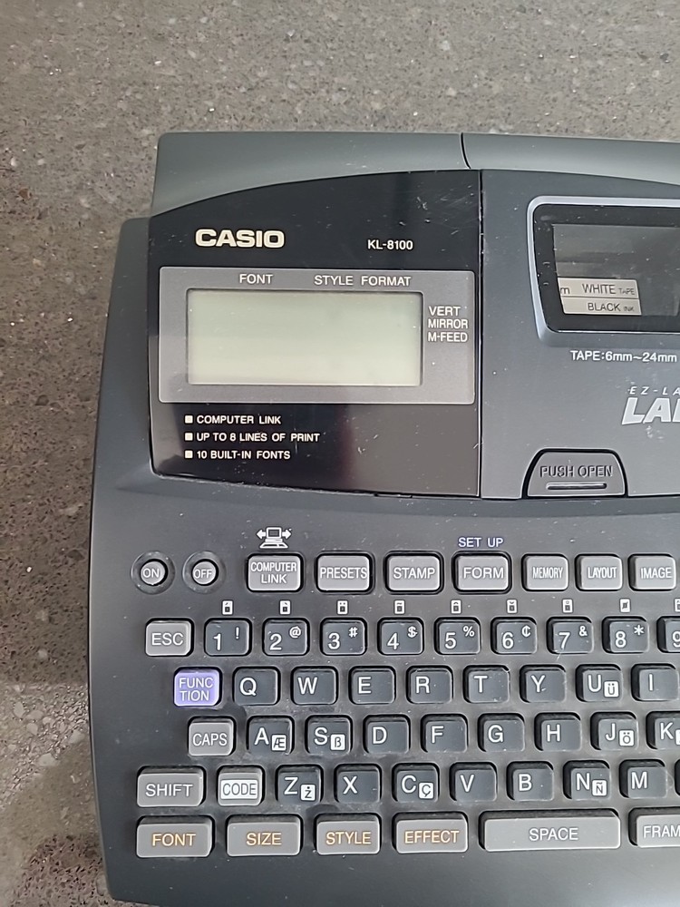 Casio Label Printer KL-8100 - Printer & Ribbon Only (NO POWER CORD) Working