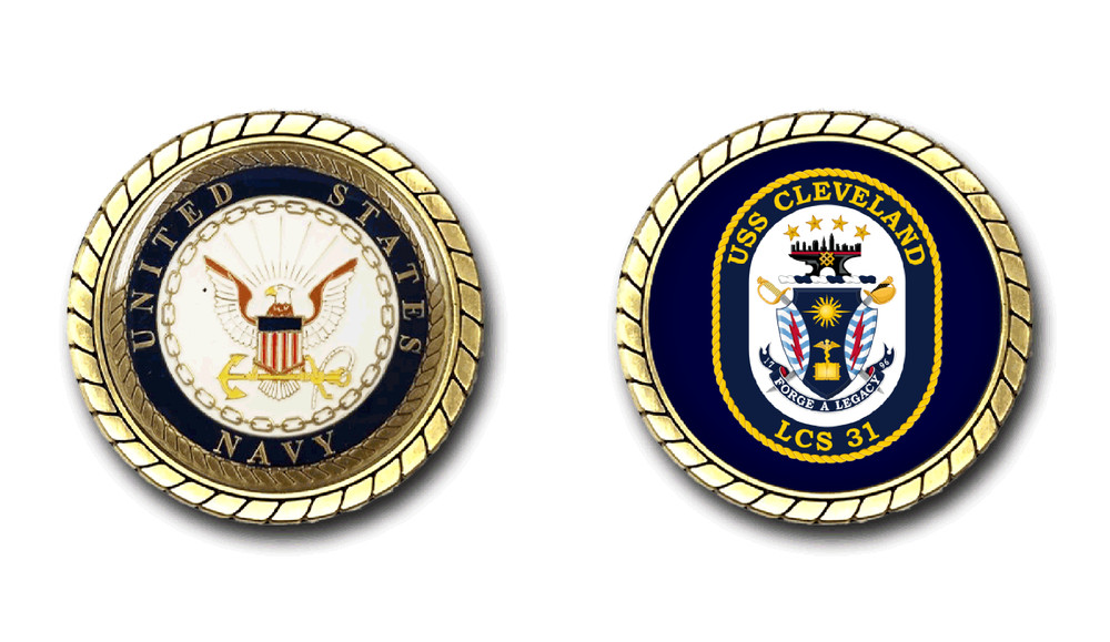 USS Cleveland LCS-31 Crest Challenge Coin