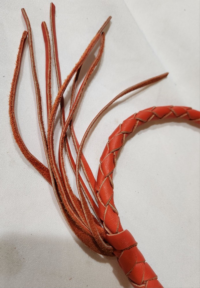 Get Back Whip Classic Biker Motorcycle Orange Leather Accessory For Handlebars