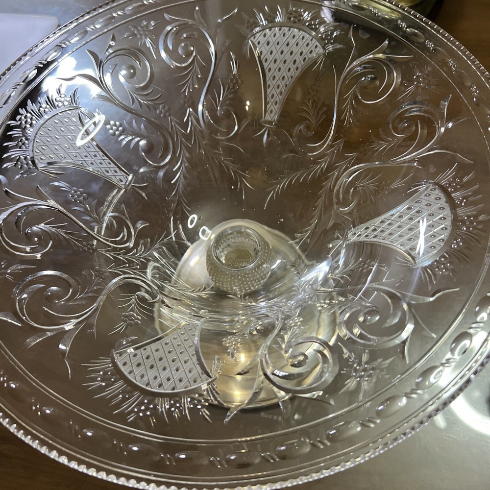 Pairpoint Sterling Silver Cut Crystal 12” Compote Antique