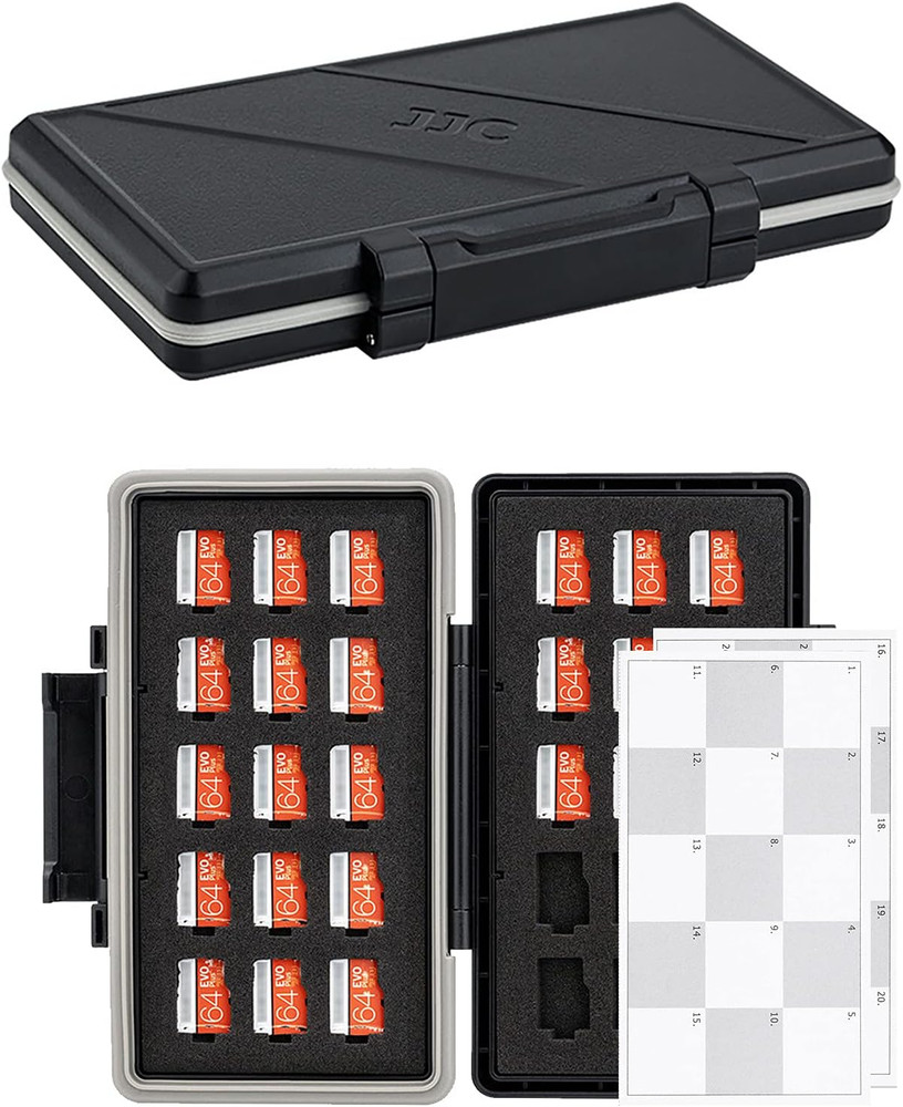 30 Slots Micro SD Card Case with Index Label, Water Resistant & Shockproof
