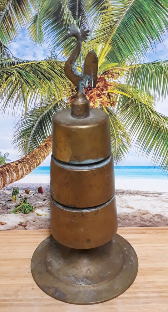 Solid Brass Asian Stacked Three Tier Bell with Chicken Finial