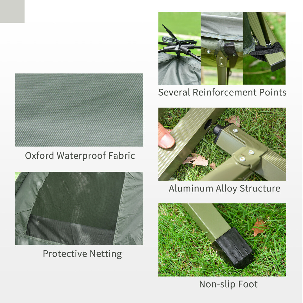 Multi-Functional Portable Foldable Adult Camping Cot wThick Air Mattress,Green