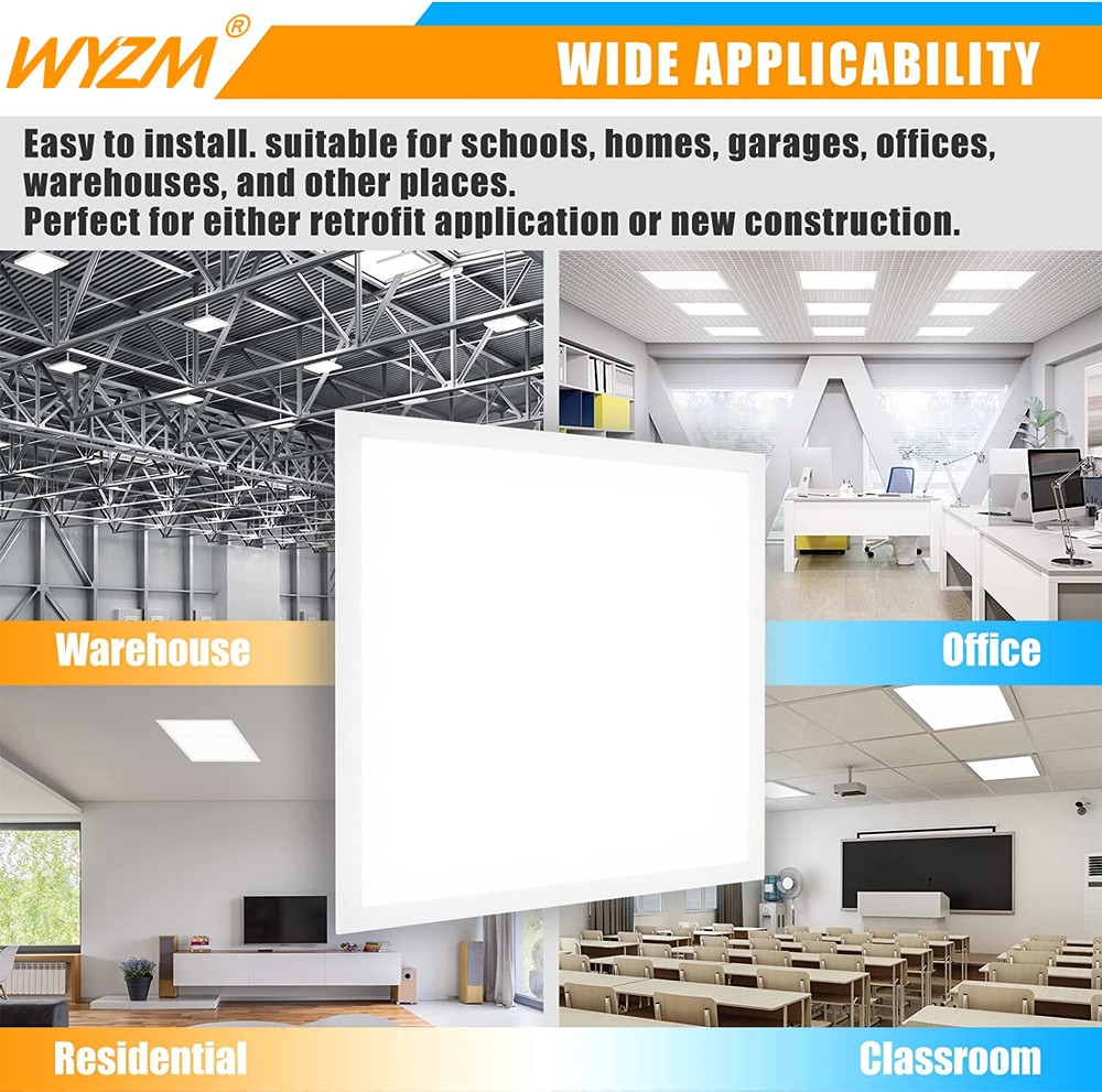 2x2FT LED Flat Panel Light 40W 5000K Daylight Drop Ceiling Lights 4Pack