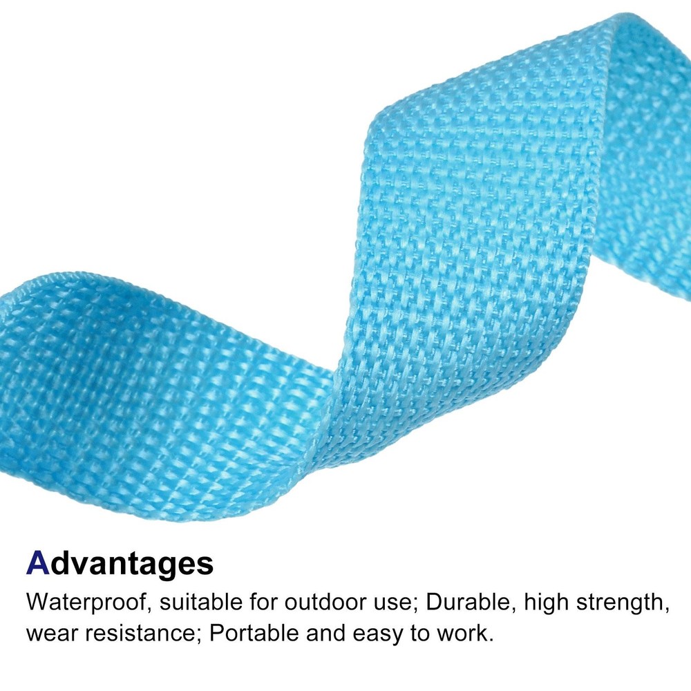 Lightweight Polypropylene Webbing Strap 1" 50 Yards Light Lake Blue Strapping