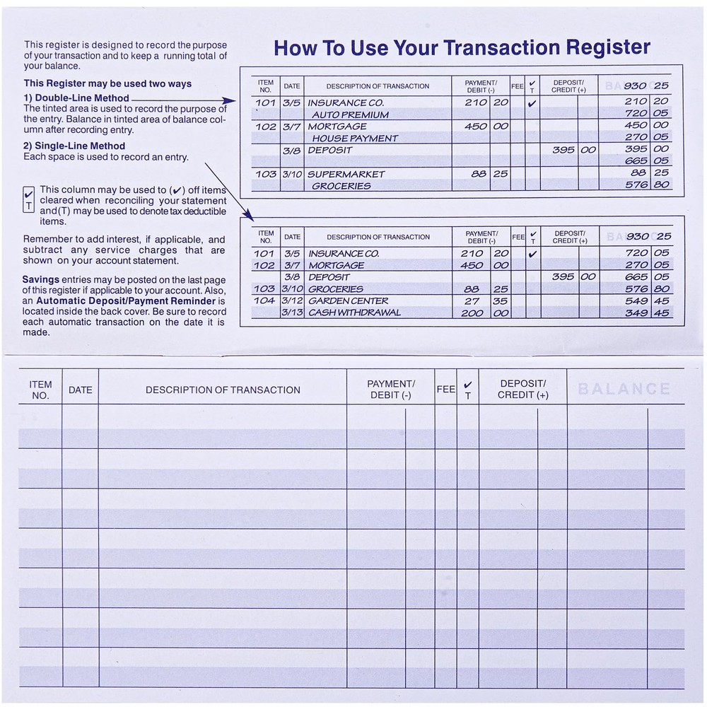 24 PCS Check Registers for Personal Checkbook, Easy to Read Checkbook...
