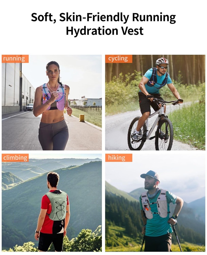 Running Hydration Vest Backpack,Lightweight Breathable Pack with 2L Water Bla...