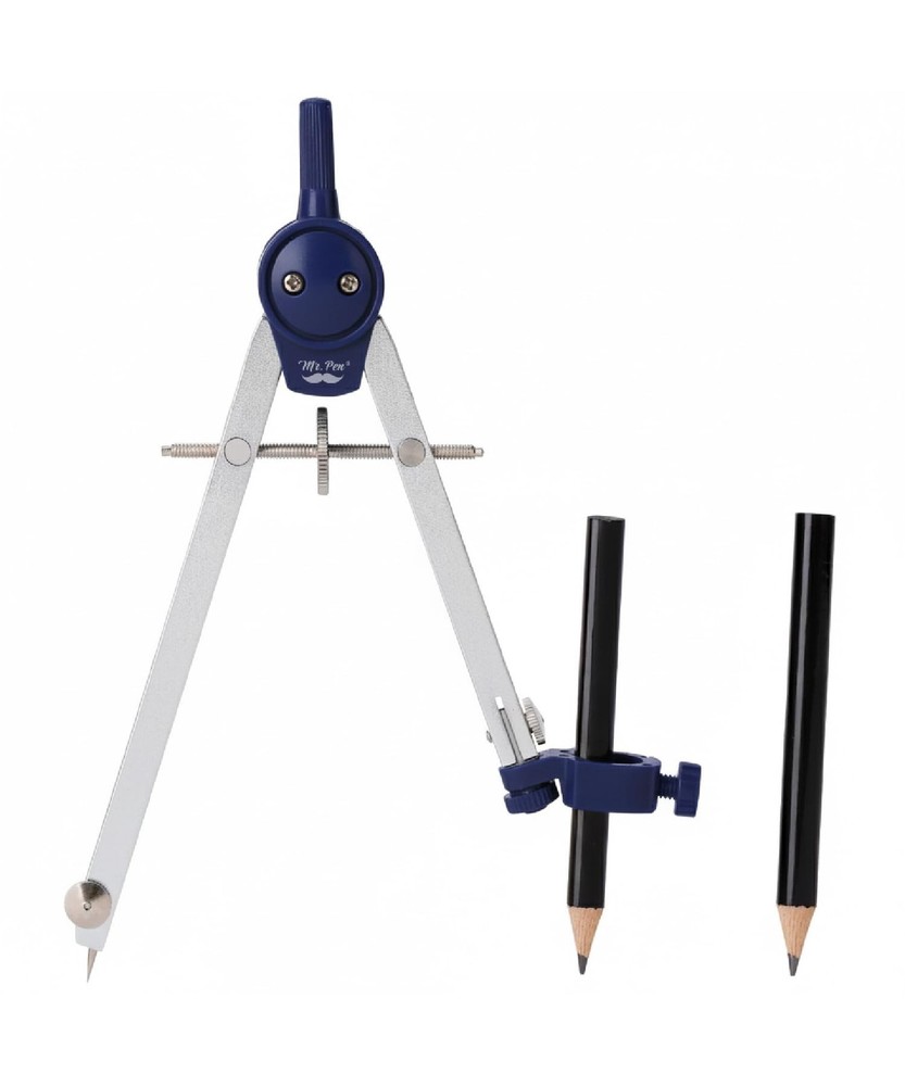 Mr. Pen- Compass for Geometry, with Pencil, Drawing Silver