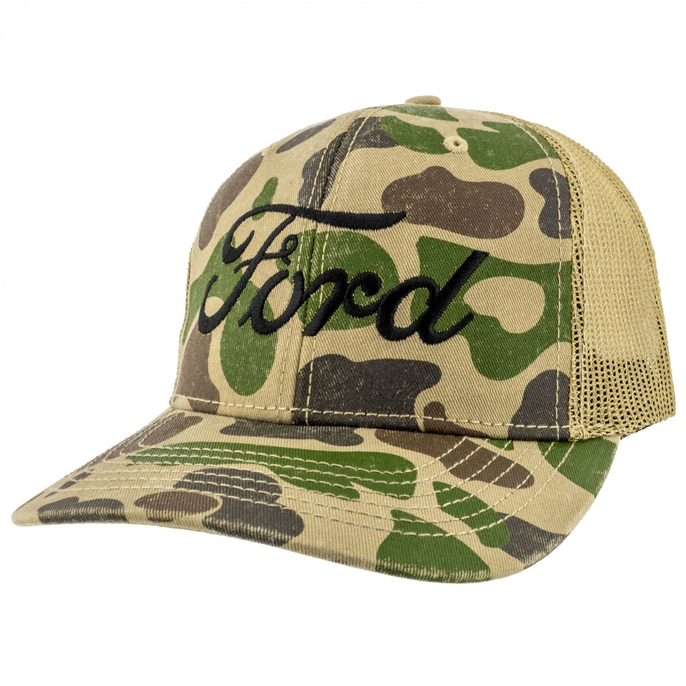 Ford Camo Water Print Structured Adjustable Hat Green