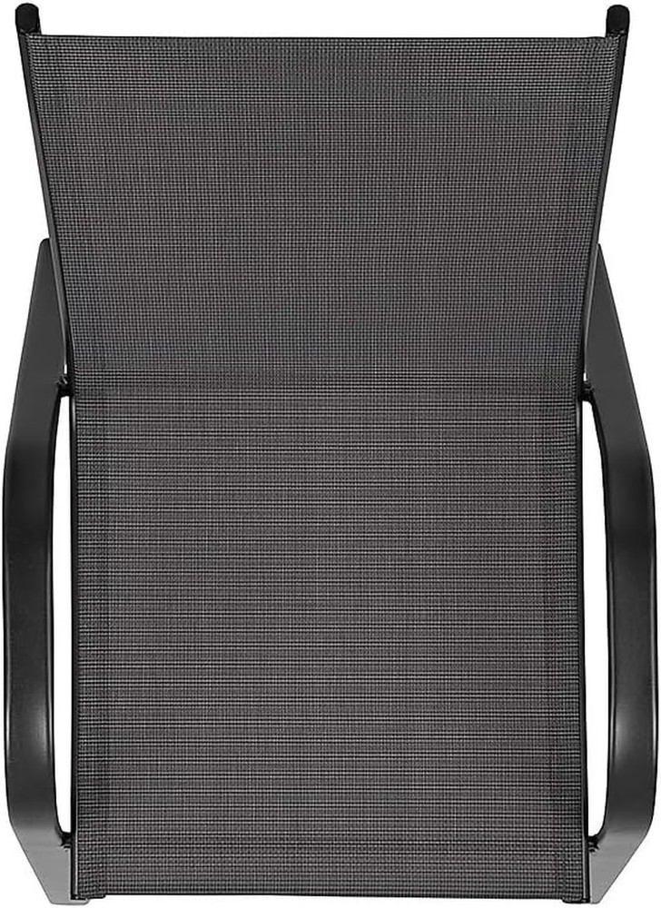 Set of 5 Stackable Black Patio Chairs with Modern Sling Design