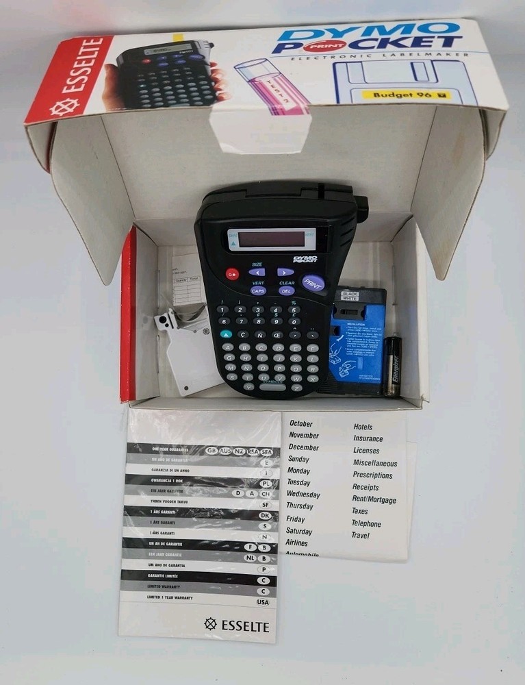 Dymo Pocket Handheld Electronic Label Maker Esselte W/Manual