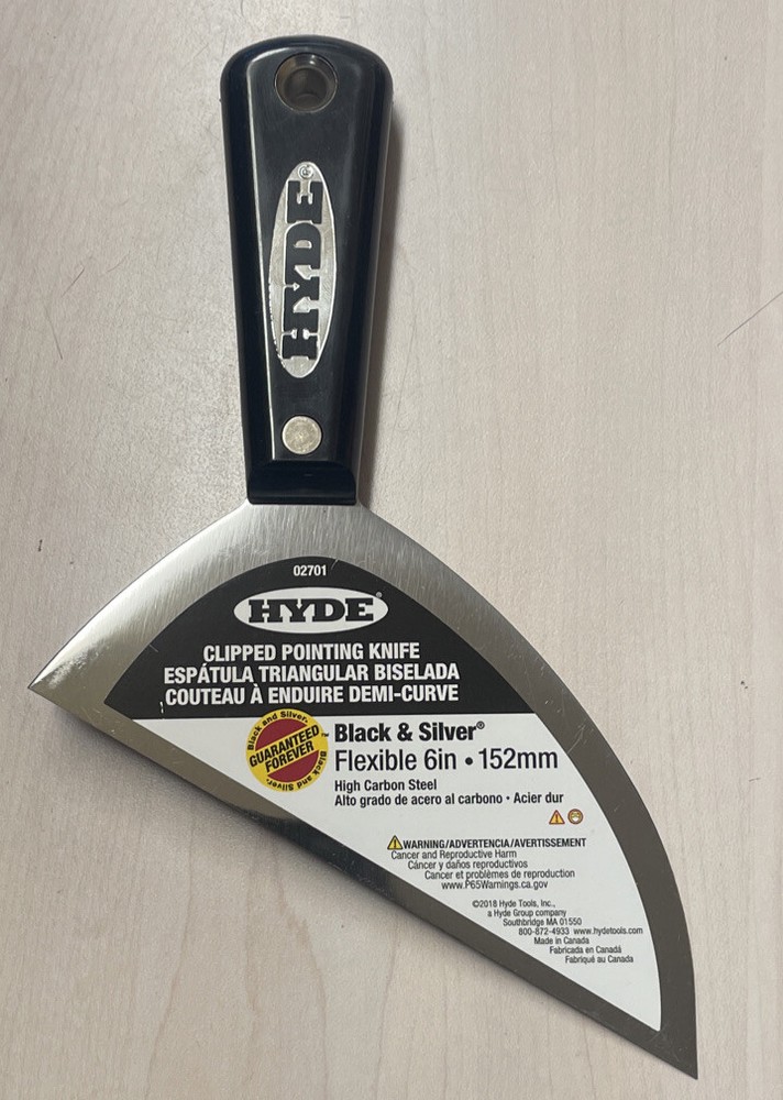 Hyde Tools 02701 Black & Silver® Clipped Pointing Knife, 6”
