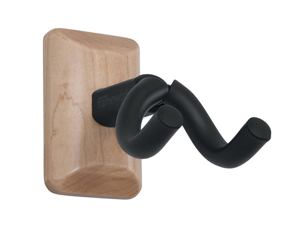 Gator Frameworks Wall Mounted Ukulele/Mandolin Hanger with Mounting Plate, Maple