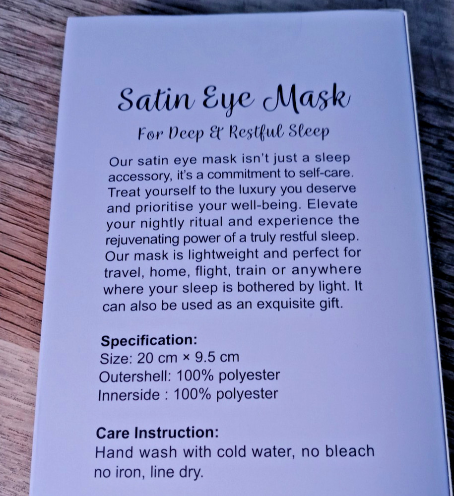 Satin Lavender One Piece Eye Mask For Deep & Restful Sleep 100% Polyester NEW