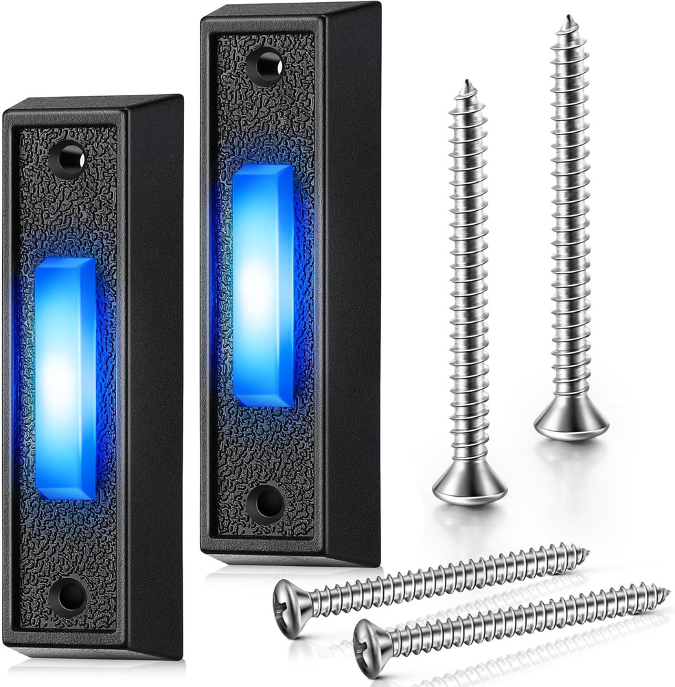 Lighted Doorbell Button, Wall Mounted Garage Door Switch with Bule LED Light Com