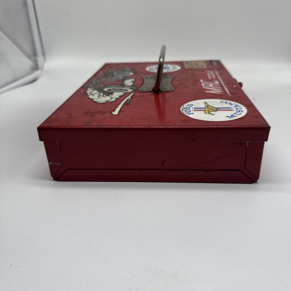 Vintage Mac Tools Red Metal ToolBox Hinged Lid Rectangular VTG (Read)