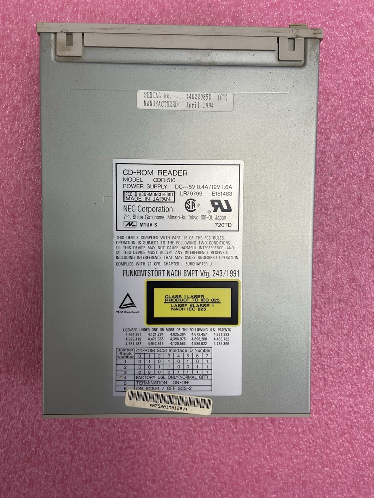 NEC CDR-510 CD-ROM Reader SCSI 50-Pin Internal Caddy Drive Tested and Working