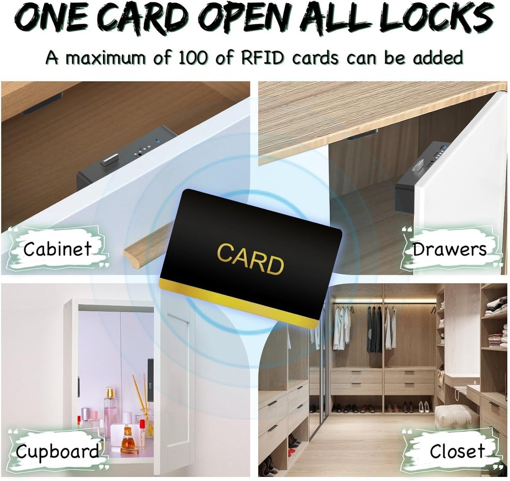 Smart RFID Drawer Lock, Hidden Digital Electronic Bluetooth RFID Cabinet Draw...