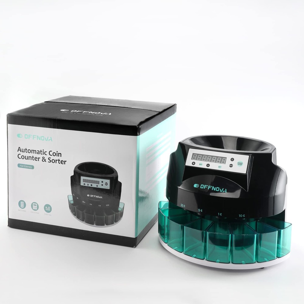 OFFNOVA Electric Automatic Coin Sorter & Change Counter Machine, Coins up to