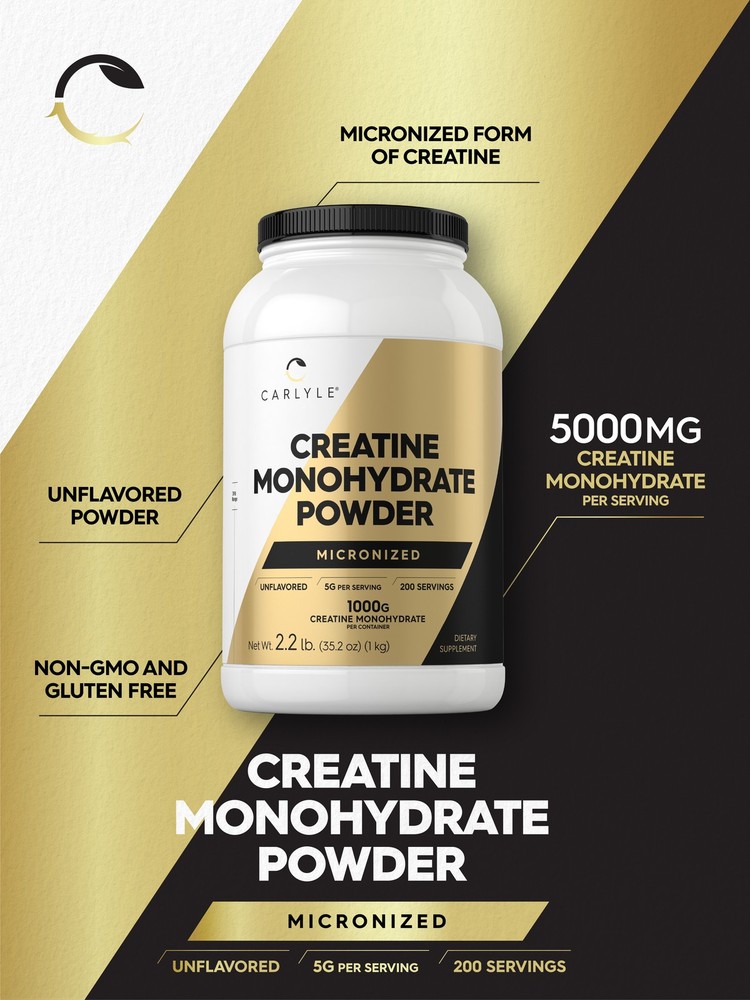 Creatine Monohydrate Micronized Powder | 2.2lbs | Unflavored | by Carlyle
