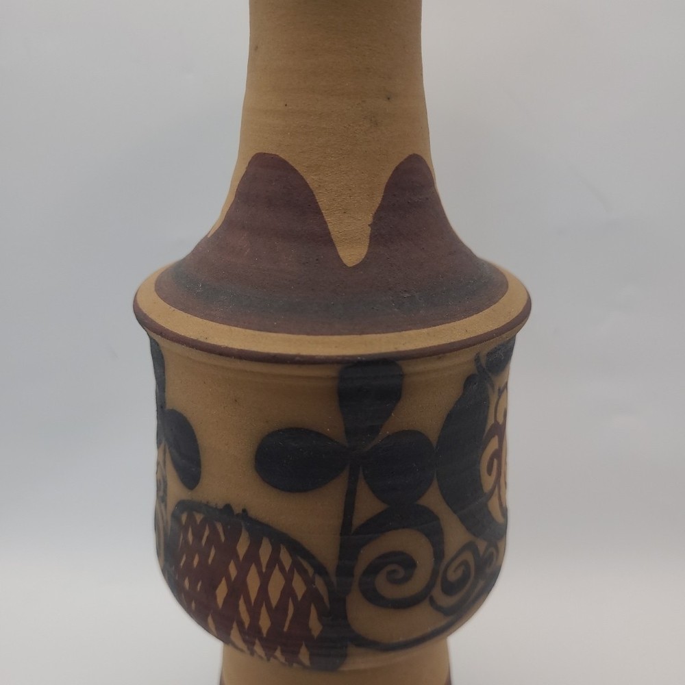 Sandstone Finish Ceramic Bud Vase 8.75 In.