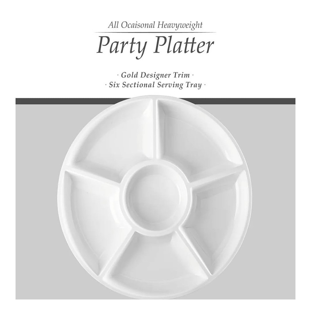 4 pack, Sectional Round Plastic Serving Tray/Platter (White)