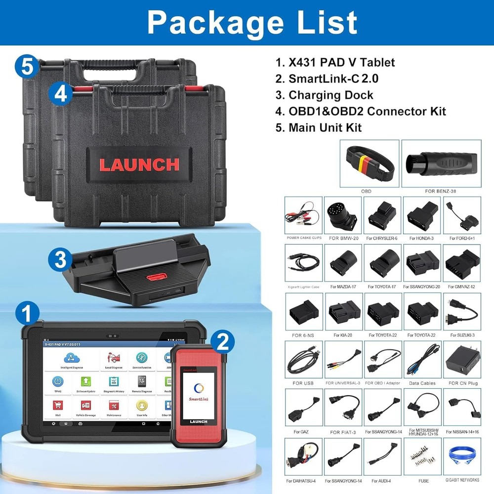 LAUNCH X431 PAD V Elite PAD 5 Bidirectional Diagnostic Scanner Key Programming