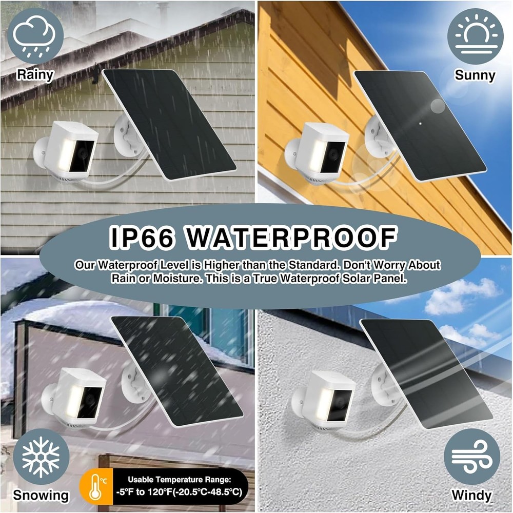 Solar Panel for Ring Camera, Compatible with Spotlight Cam White