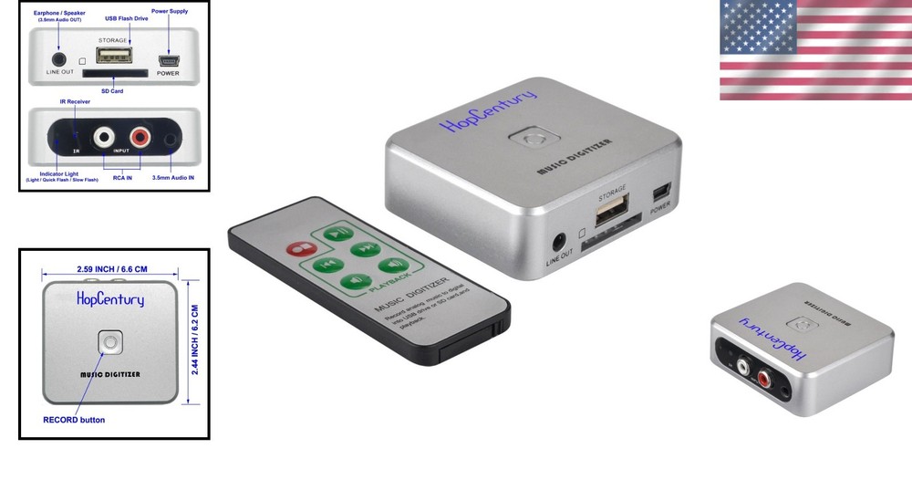 User-Friendly MP3 Music Digitizer - RCA & 3.5mm Input: Capture Audio with Ease