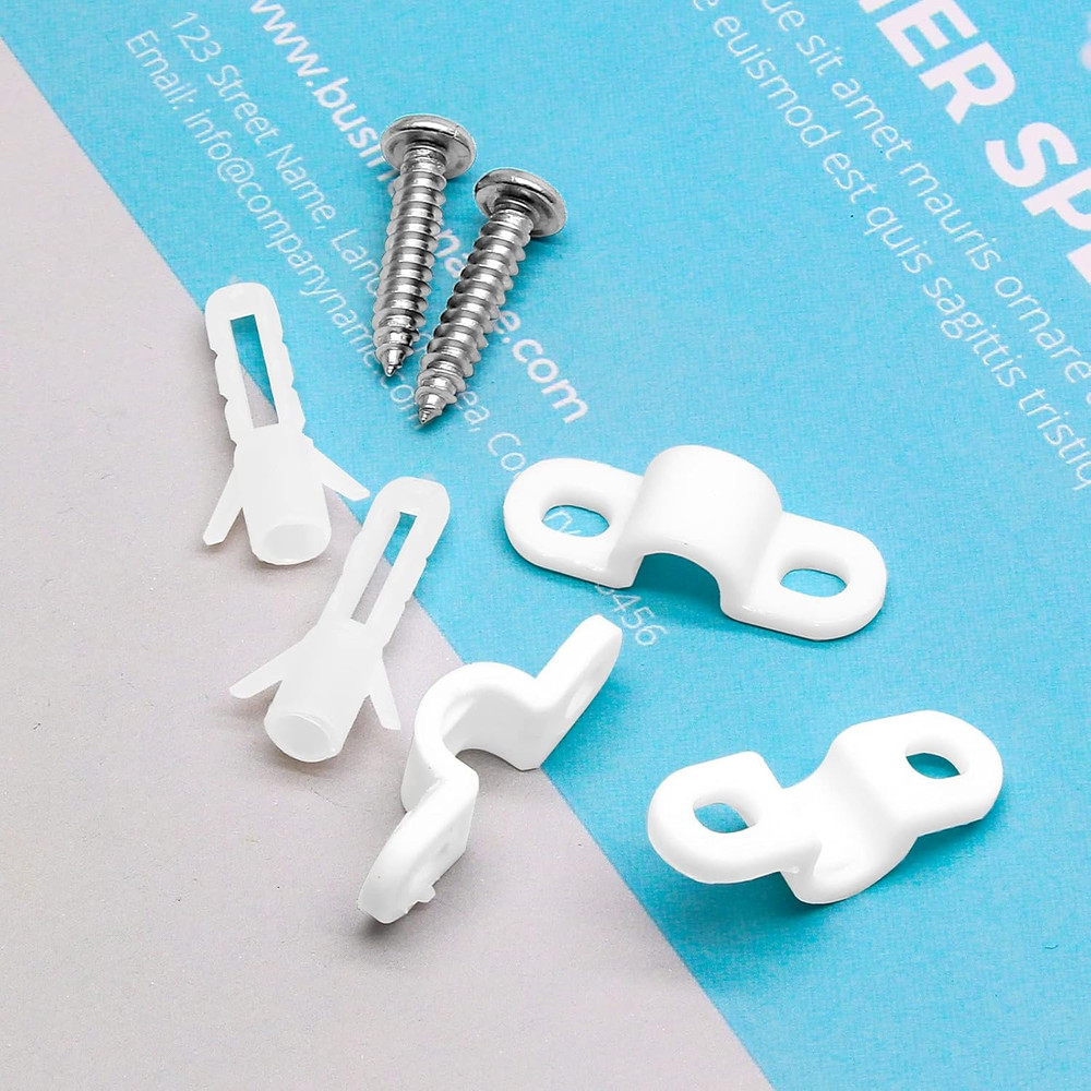 24 Sets Wire Shelf Back Wall Clips White Loop Clips for Concrete Install