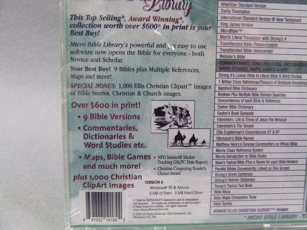 Ellis Micro Bible Library CD-ROM 9 Bibles 25 Commentaries & References