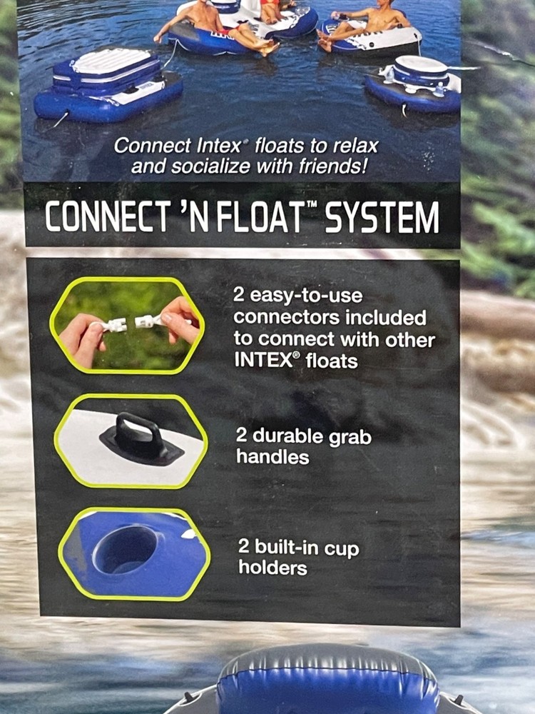 intex river run 1 lounge quantity 1 white blue 53" connect float system READ NEW