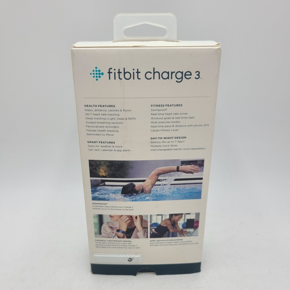 Fitbit Charge 3 Activity Tracker Blue/Gray and white bands