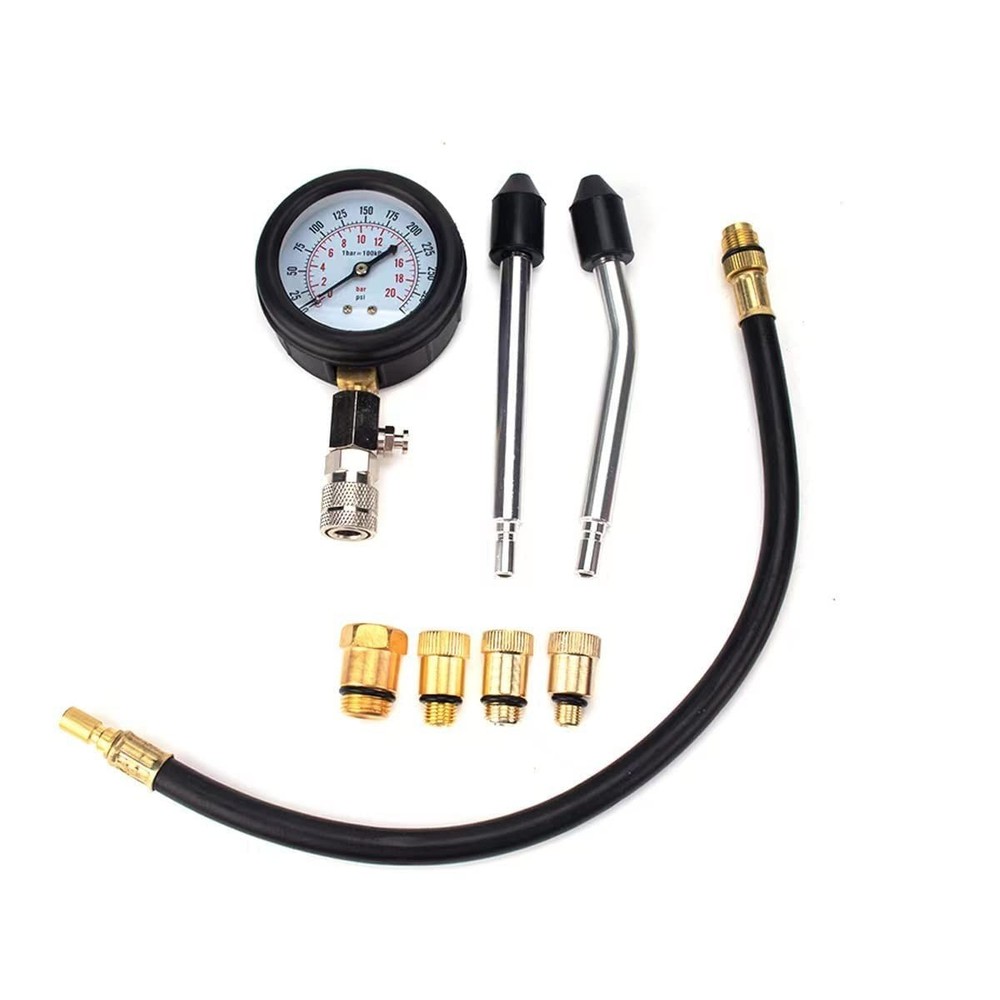 Complete 8pcs Engine Compression Tester Kit - Durable & Portable Automotive Tool