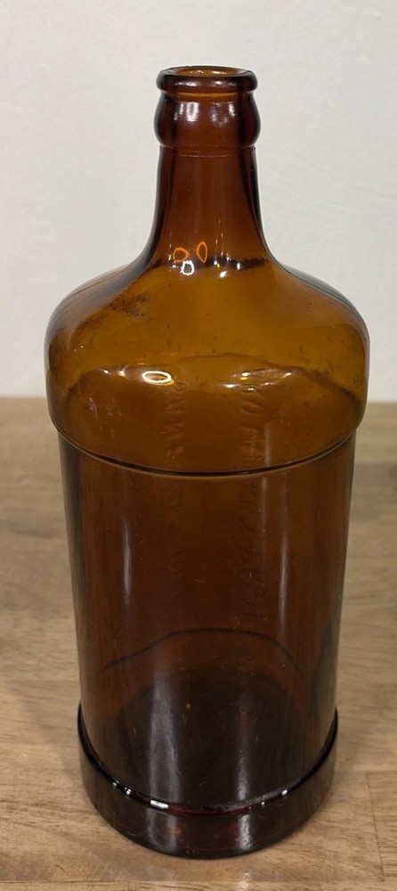 Antique Sanford’s Inks & Library Paste One Quart Bottle Embossed Amber 9.5”x3.5”