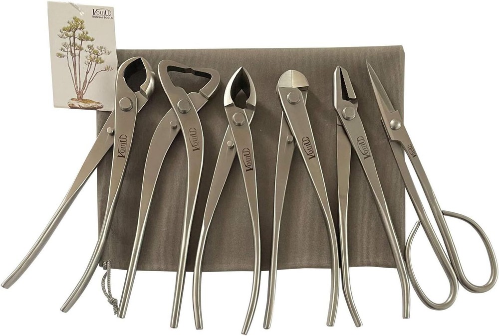 6 Piece Bonsai Tool Set, Knob Shears, Trunk Splitter, Concave Shears,Wire Shears