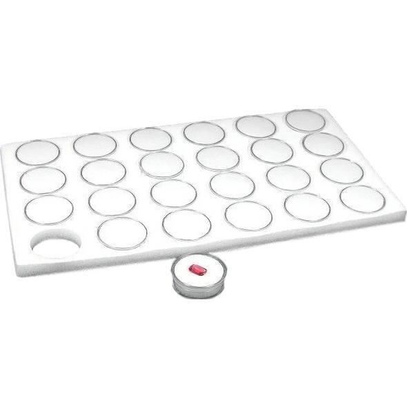 2 White 24 Gem Jars Display Insert & Stackable Trays