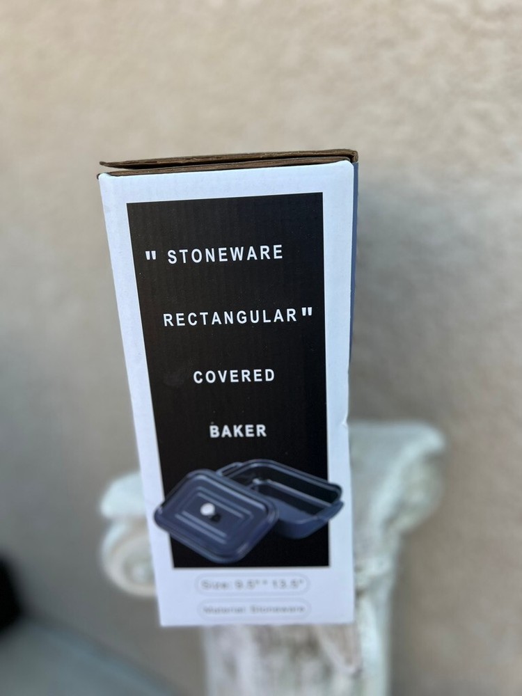 SERVEAPPETIT Stoneware Rectangular Covered Baker 9.5" x 13.5" Cobalt Blue New