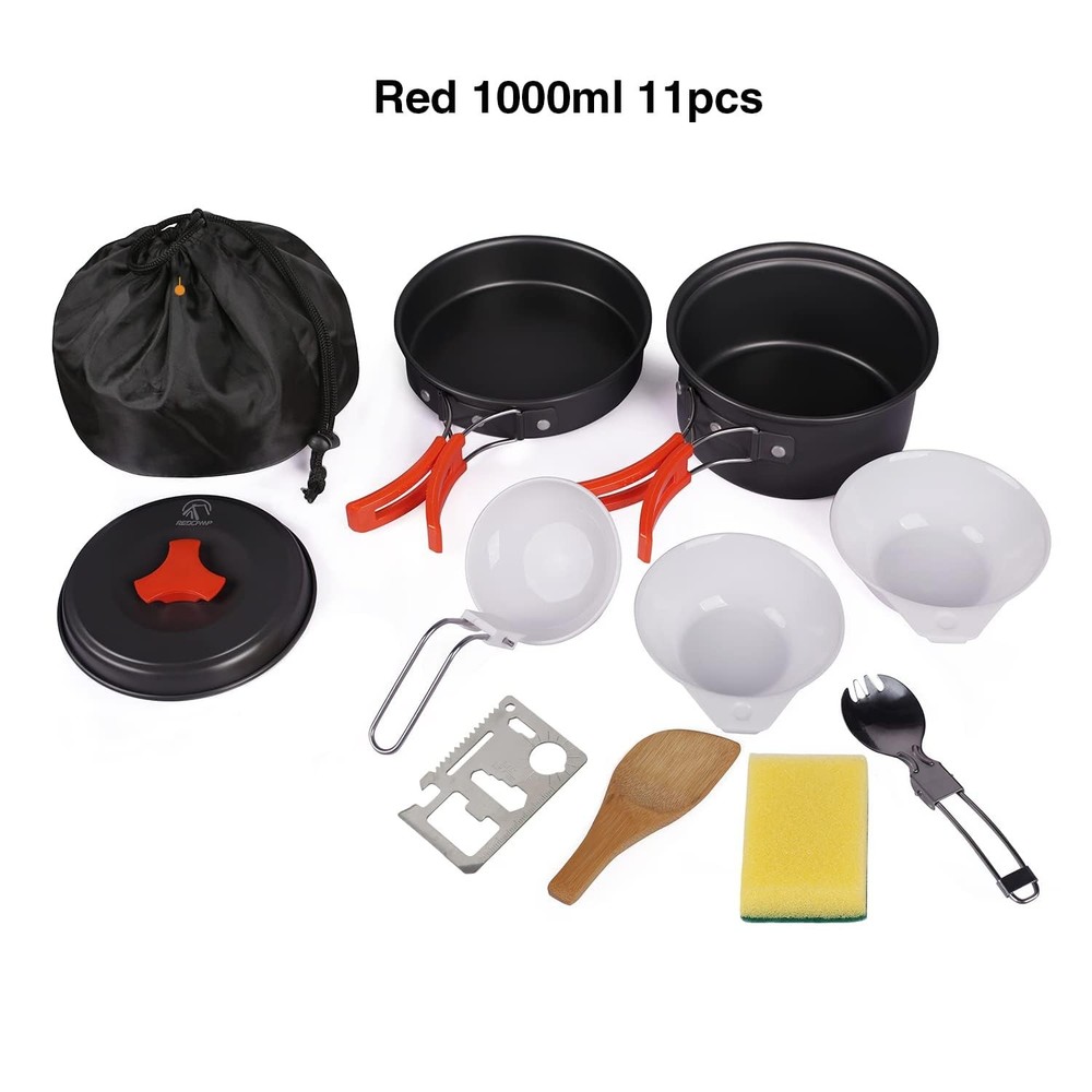 REDCAMP 10 PCS Camping Cookware Mess Kit Camping Gear Campfire Utensils Light...