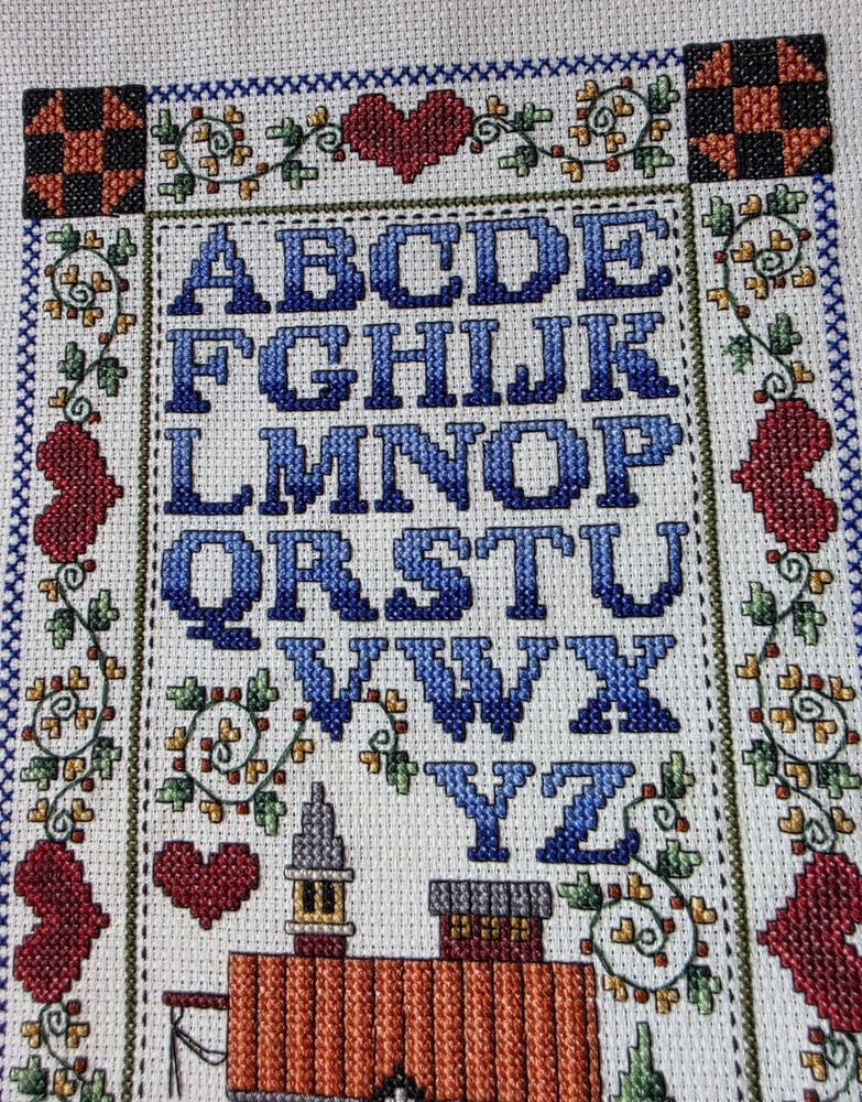 Alphabet Sampler Finished Cross Stitch Piece Unframed