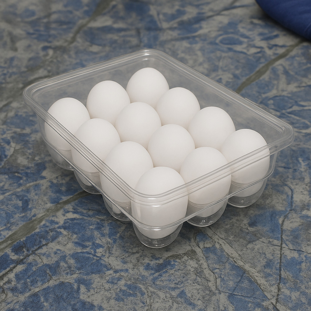 Clear Stackable 12 Egg Holder with Lid – Plastic Refrigerator Storage Container