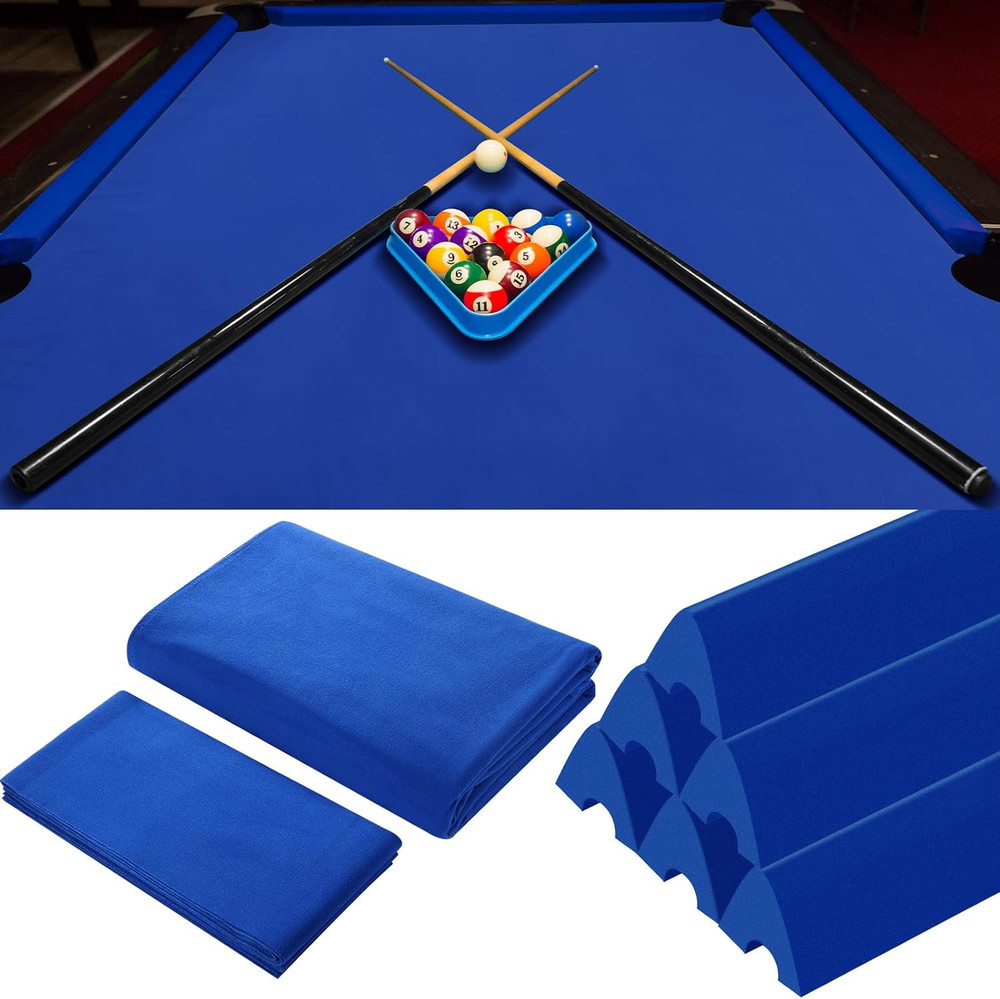 Billiard Cloth 8 ft Pool Table Pre Cut 6 Cloth Strips 6 Pool Table Rubber Bumper