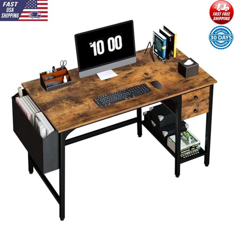 Small Computer Desk W/ Drawers Space Saving Modern Workstation Easy Assembly New