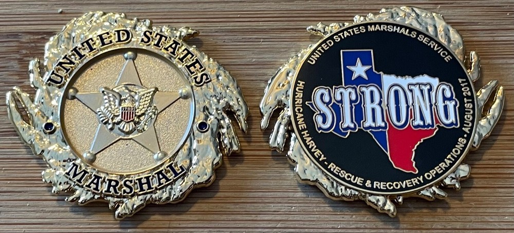US Marshals Service - Hurricane Harvey Texas Strong gold version challenge coin