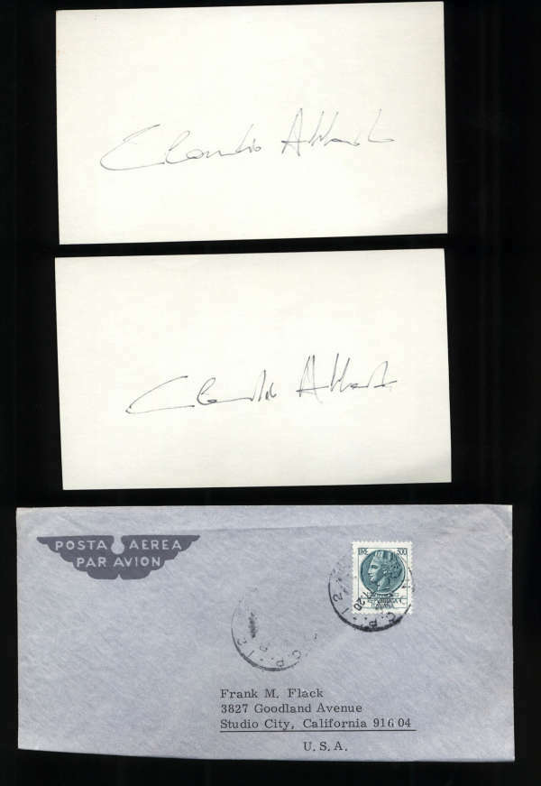 Claudio Abbado D.2014 Conductor 2 Signed 3" x 5" Index Card